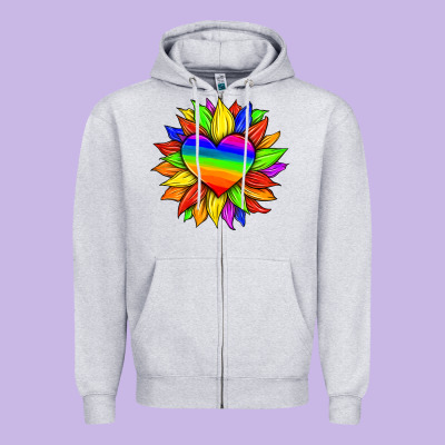 Lgbtq Color Heart And Sunflower Zipper Hoodie Designed By Hra Design Shop