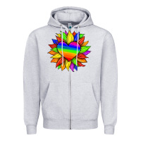 Heather Grey lgbtq color heart and sunflower Zipper Hoodie - HRA Design Shop