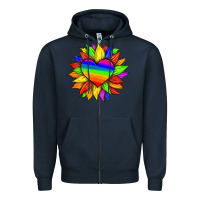 Navy lgbtq color heart and sunflower Zipper Hoodie - HRA Design Shop