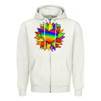 Oatmeal Heather lgbtq color heart and sunflower Zipper Hoodie - HRA Design Shop