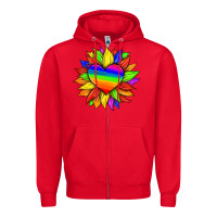 Red lgbtq color heart and sunflower Zipper Hoodie - HRA Design Shop