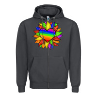 Smoke lgbtq color heart and sunflower Zipper Hoodie - HRA Design Shop