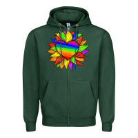Sports Green lgbtq color heart and sunflower Zipper Hoodie - HRA Design Shop