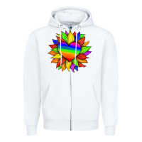 White lgbtq color heart and sunflower Zipper Hoodie - HRA Design Shop