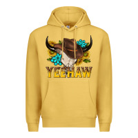 Antique Gold yeehaw bull skull Premium Hoodie - NancyCooperArtShop