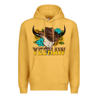 Mustard yeehaw bull skull Premium Hoodie - NancyCooperArtShop