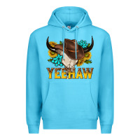 Ocean Blue yeehaw bull skull Premium Hoodie - NancyCooperArtShop
