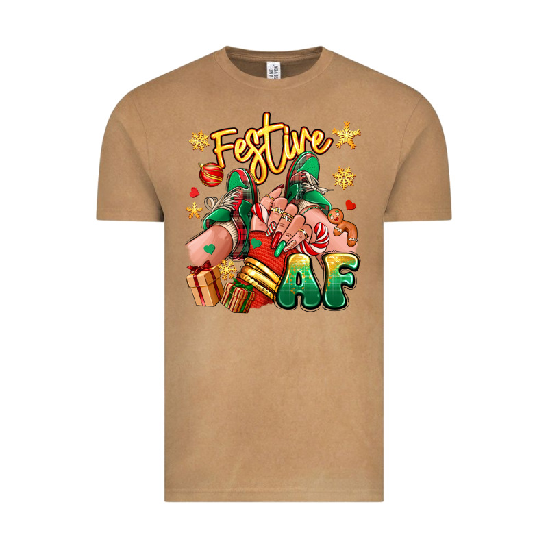 Festive Af Christmas Caucasian Girl Sneakers Vintage Tee by RanaPortraitStore | Teevron