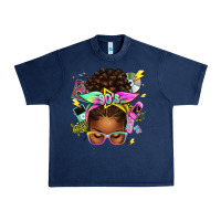 Navy 90s afro messy bun Urban Heavy Tee - texasbilliewilder