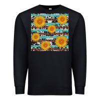 Black sunflower western seamless Premium Sweatshirt - AdoDesignShop