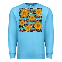 Ocean Blue sunflower western seamless Premium Sweatshirt - AdoDesignShop