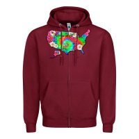 Burgundy lgbtq america map Zipper Hoodie - HRA Design Shop