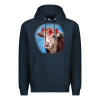 Navy Hereford Bull Premium Hoodie - RanaPortraitStore