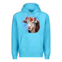 Ocean Blue Hereford Bull Premium Hoodie - RanaPortraitStore