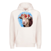 Pale Pink Hereford Bull Premium Hoodie - RanaPortraitStore