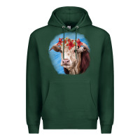 Sports Green Hereford Bull Premium Hoodie - RanaPortraitStore