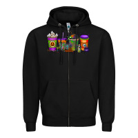 Black Halloween Coffee Drink Zipper Hoodie - RacoonDesign
