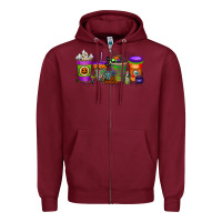 Burgundy Halloween Coffee Drink Zipper Hoodie - RacoonDesign