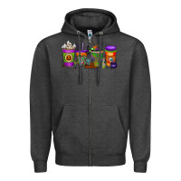Charcoal Heather Halloween Coffee Drink Zipper Hoodie - RacoonDesign