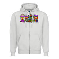 Dove Grey Halloween Coffee Drink Zipper Hoodie - RacoonDesign