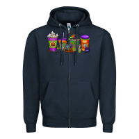 Navy Halloween Coffee Drink Zipper Hoodie - RacoonDesign