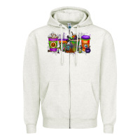 Oatmeal Heather Halloween Coffee Drink Zipper Hoodie - RacoonDesign