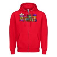 Red Halloween Coffee Drink Zipper Hoodie - RacoonDesign