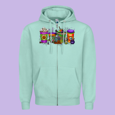 Halloween Coffee Drink Zipper Hoodie Designed By Racoondesign