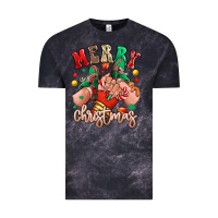 Cloud Black Merry Christmas Caucasian girl sneakers Vintage Tee - RanaPortraitStore