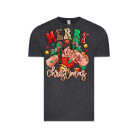 Vintage Black Merry Christmas Caucasian girl sneakers Vintage Tee - RanaPortraitStore
