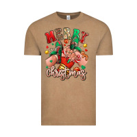 Vintage Coffee Merry Christmas Caucasian girl sneakers Vintage Tee - RanaPortraitStore