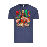 Vintage Denim Merry Christmas Caucasian girl sneakers Vintage Tee - RanaPortraitStore