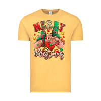 Merry Christmas Caucasian Girl Sneakers Vintage Tee | Teevron