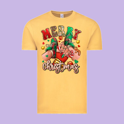 Vintage Tee Merry Christmas Caucasian girl sneakers
