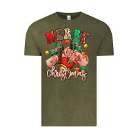 Vintage Olive Merry Christmas Caucasian girl sneakers Vintage Tee - RanaPortraitStore