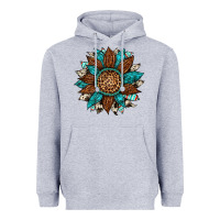 Heather Grey gemstone cowhide leopard turquoise sunflower Heavyweight Hoodie - Artiststas