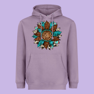 Gemstone Cowhide Leopard Turquoise Sunflower Heavyweight Hoodie Designed By Artiststas
