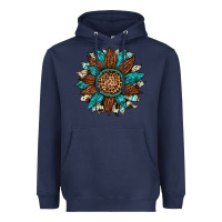 Navy gemstone cowhide leopard turquoise sunflower Heavyweight Hoodie - Artiststas