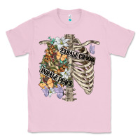 Bubblegum Pink inhale peace exhale chaos chest Classic Tee - FaDigitalArtStudio