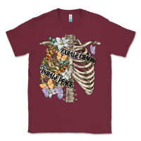 Burgundy inhale peace exhale chaos chest Classic Tee - FaDigitalArtStudio
