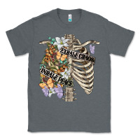 Charcoal Heather inhale peace exhale chaos chest Classic Tee - FaDigitalArtStudio