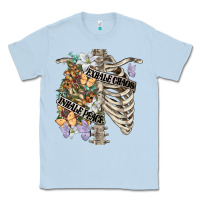 Dusty Blue inhale peace exhale chaos chest Classic Tee - FaDigitalArtStudio