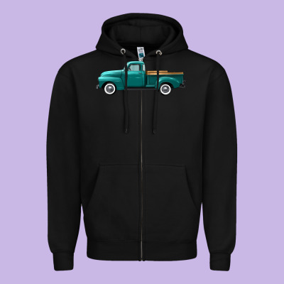 Western Truck Left Side View Zipper Hoodie Designed By Fadigitalartstudio
