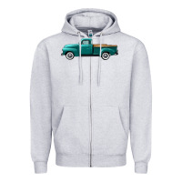 Heather Grey western truck left side view Zipper Hoodie - FaDigitalArtStudio