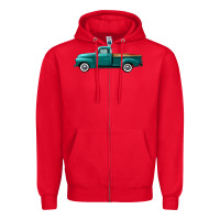 Red western truck left side view Zipper Hoodie - FaDigitalArtStudio