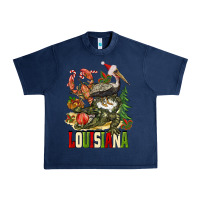 Navy Christmas Louisiana Urban Heavy Tee - BarkalooDesign