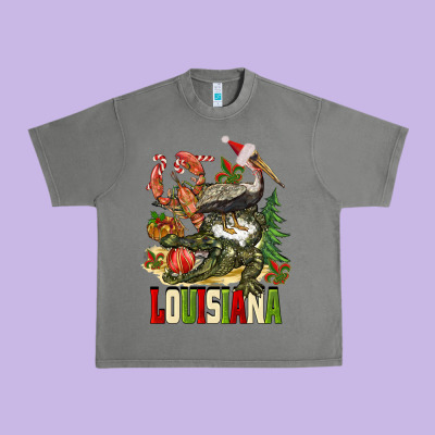 Christmas Louisiana Urban Heavy Tee Designed By Barkaloodesign
