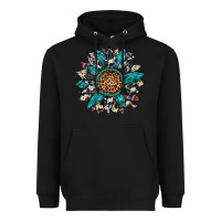 Black cowhide leopard serape gemstone  sunflower Heavyweight Hoodie - Artiststas