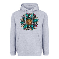 Heather Grey cowhide leopard serape gemstone  sunflower Heavyweight Hoodie - Artiststas