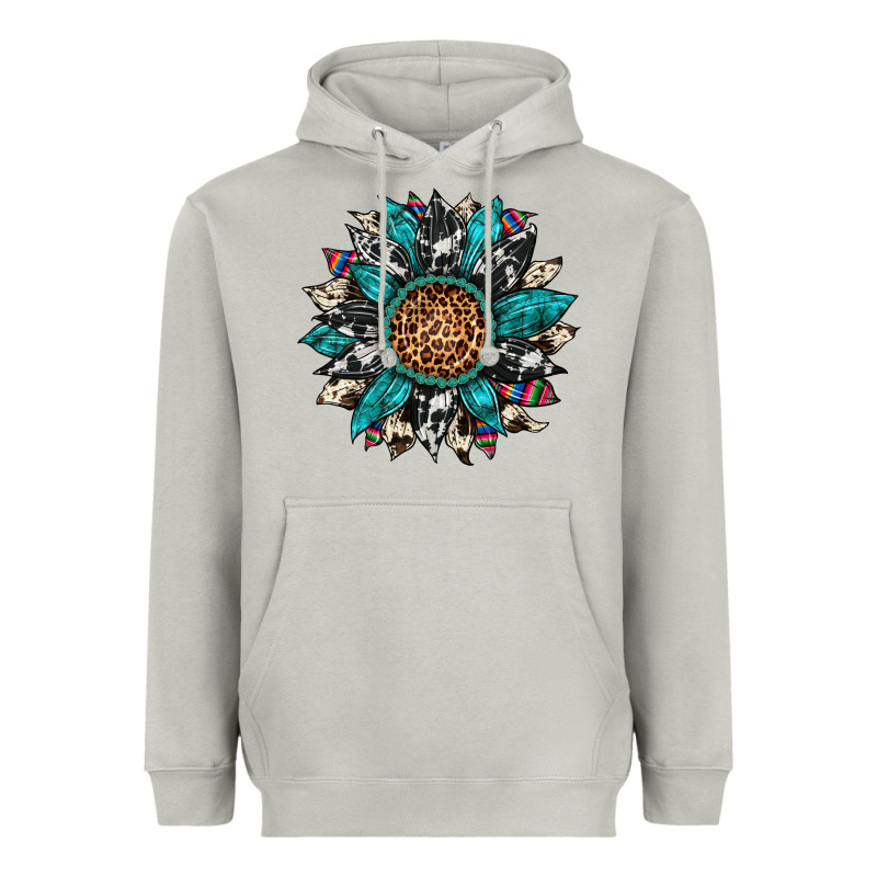 Cowhide Leopard Serape Gemstone  Sunflower Heavyweight Hoodie by Artiststas | Teevron